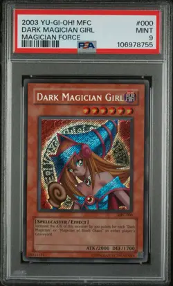 2003 YUGIOH! DARK MAGICIAN GIRL MAGICIAN FORCE SECRET RARE HOLO MFC-000 - Image 3