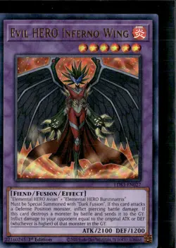 Yu-Gi-Oh! Evil HERO Inferno Wing Red Ultra Rare LDS3-EN027 1st ed - Image 1