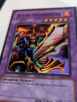 Yugioh! Flame Swordsman LOB-003 Super Rare MP - Misprint Slight Foil Shift - Image 3