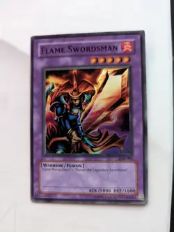 Yugioh! Flame Swordsman LOB-003 Super Rare MP - Misprint Slight Foil Shift - Image 5