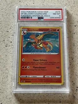 2022 Pokemon Black Star Promos Special Delivery Charizard Holo #SWSH075 PSA 8 - Image 1