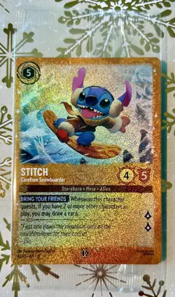 Stitch Carefree Snowboarder 42/P3 Promo Glimmer Foil Sealed- Disney Lorcana NM - Image 1