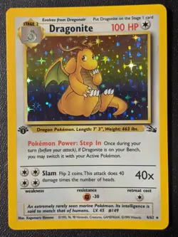 Pokemon Fossil 1st Edition - #4/62 Dragonite Holo (Rare) NM - Image 1
