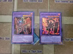 YUGIOH D/D/D FLAME KING GENGHIS OP19 SUPER + FLAME HIGH KING GENGHIS SOFU 1ST NM - Image 1