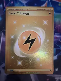 Basic Lightning Energy Gold 257/198 Rare Pokemon Card Scarlet & Violet NM 2 - Image 1