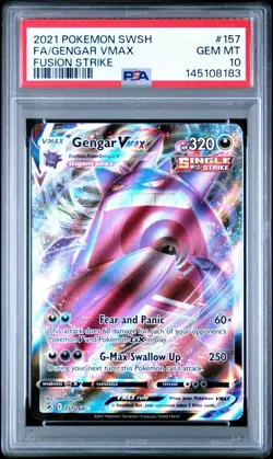 2021 Pokemon SWSH Fusion Strike Full Art Gengar VMAX #157 PSA 10 GEM MT - Image 1