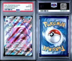 2021 Pokemon SWSH Fusion Strike Full Art Gengar VMAX #157 PSA 10 GEM MT - Image 3
