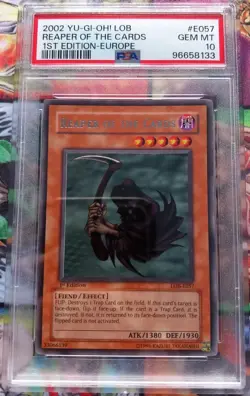 (POP 4) PSA 10 Reaper Of The Cards LOB-E057 1st Edition Rare Yugioh Card Europe - Image 1