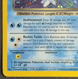 Dark Blastoise 3/82 Holo Rare Vintage Team Rocket Unlimited Pokemon LP+ Swirl - Image 5