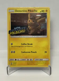 Pokemon TCG Detective Pikachu SM190 Promo With Stamp — Moderately Played - Image 1