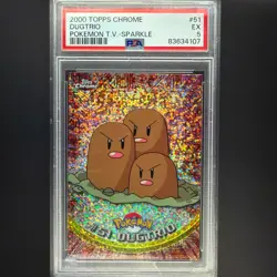 2000 Topps Chrome Pokemon Series 1 Sparkle Dugtrio #51 PSA 5 EX - Image 1