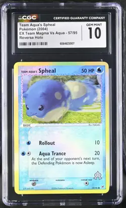 CGC 10 Team Aqua's Spheal EX Team Magma Vs Aqua 57/95 Reverse Holo Pokemon Card - Image 1