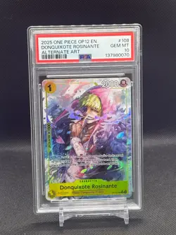 2025 Bandai One Piece OP12 Donquixote Rosinante Alternate Art Foil PSA 10 - Image 1