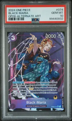 2024 ONE PIECE OP08-TWO LEGENDS ALTERNATE ART #074 BLACK MARIA PSA 10 - Image 1