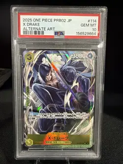 One Piece Japanese PRB02 X-DRAKE Alternate Art PSA 10 #114 - Image 1