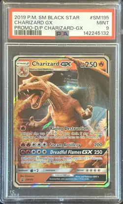 Pokemon TCG Charizard GX SM195 Sun Moon Black Star Promo Card PSA 9 MINT - Image 1
