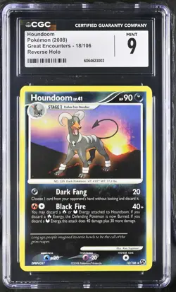 CGC 9 MINT Houndoom 2008 Great Encounters 18/106 Reverse Holo Pokemon Card - Image 1