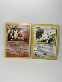 Pokemon Lot Of 2 Arcanine And Togepi Black Star Promo League Vintage Card MP - Image 1