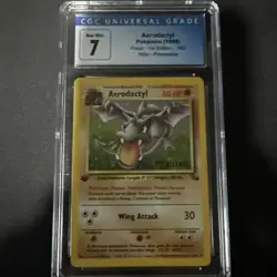 CGC 7 1999 Pokemon TCG Fossil Aerodactyl Holo 1st Edition Prerelease 1/62 - Image 1