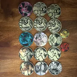 Pokemon TCG 15pc Flip Coin Lot 2in Holofoil Pikachu Charizard Crobat - Image 1