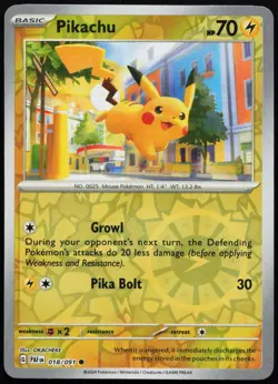 Pikachu 018/091 Common Paldean Fates Pokemon Reverse Holo NM - Image 1