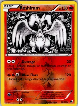Reshiram 28/113 Holo Holo Rare Legendary Treasures Pokemon Reverse Holo LP - Image 1