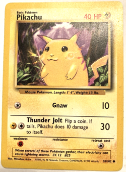 Pokemon Pikachu 58/102, Common, Base Set, 1999 - Image 1