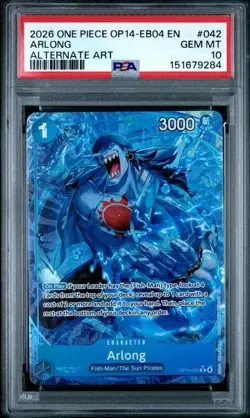 One Piece Arlong OP14-EB04 The Azure Sea's Seven Alternate Art #042 PSA 10 - Image 1