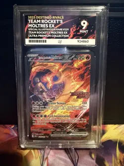 Pokemon Team Rocket's Moltres ex 229/182 Destined Rivals UPC STAMPED Promo ACE 9 - Image 1