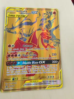 Pokemon TCG Reshiram Charizard GX Sun Moon SM247 Holo Promo Jumbo Card - Image 1