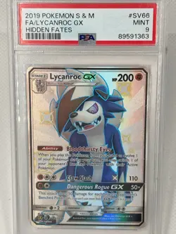 PSA 9 Lycanroc GX SV66 Hidden Fates Shiny Full Art Pokemon Card Mint - Image 3