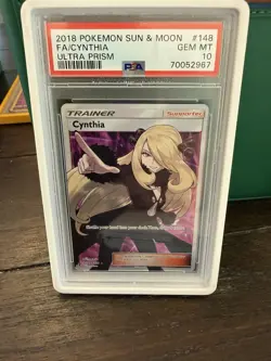 Pokemon PSA 10 Cynthia 148/156 Sun & Moon Ultra Prism Full Art Mint Card - Image 1