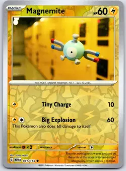 Magnemite 081/165 Common 151 Pokemon Reverse Holo Near Mint - Image 1