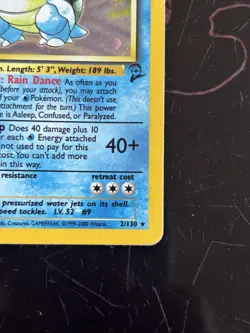 Pokemon TCG - Blastoise #2/130 WOTC Base Set 2 2000 Holo MP Condition - Image 4