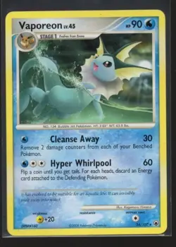 Pokemon TCG Vaporeon 34/100 Regular Rare Majestic Dawn LP - Image 1
