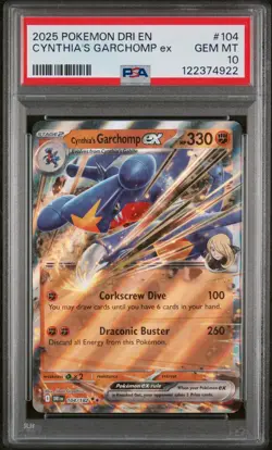 2025 POKEMON DRI EN-DESTINED RIVALS #104 CYNTHIA'S GARCHOMP ex - PSA 10 - Image 1