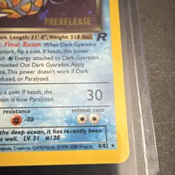 The Pokemon Company Dark Gyarados Prerelease Holo Promo Wotc 8/82 70HP 2000 EN - Image 3