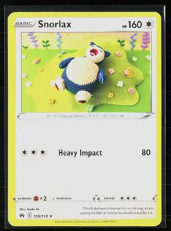 Snorlax 109/159 Rare Crown Zenith Asako Ito Crochet Pokemon NM - Image 1