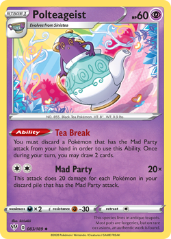 Polteageist 083/189 Darkness Ablaze Uncommon NM 2020 Reverse Holo - Image 2