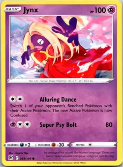 Jynx 068/196 Common Lost Origin Pokemon Near Mint - Image 1