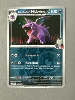 Pokemon TCG * Destined Rivals 118/182 Team Rocket's Nidorino * REVERSE HOLO * - Image 1