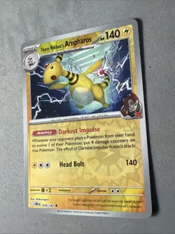 Pokemon TCG * Destined Rivals 074/182 Team Rocket's Ampharos U * REVERSE HOLO - Image 2