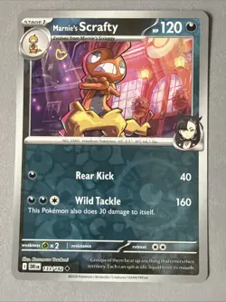 Pokemon TCG * Destined Rivals 133/182 Marnie's Scrafty U REVERSE HOLO * FRESH PK - Image 1