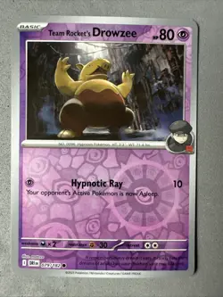 Pokemon TCG * Destined Rivals 079/182 Team Rocket's Drowzee C REVERSE HOLO * NM - Image 1