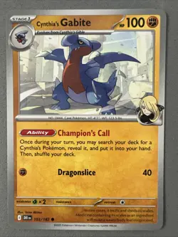 Pokemon TCG * Destined Rivals 103/182 Cynthia's Gabite C * UNG NM FRESH PACK - Image 1