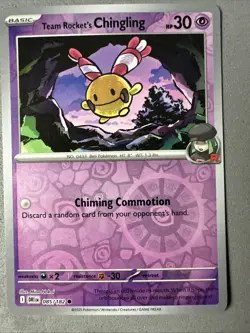 Pokemon TCG * Destined Rivals 85/182 Team Rocket's Chingling C REVERSE HOLO * NM - Image 1
