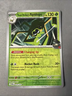 Pokemon TCG * Destined Rivals 020/182 Team Rocket's Spidops Rare * REVERSE HOLO - Image 1