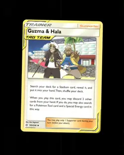 Guzma & Hala 193/236 Uncommon Cosmic Eclipse Pokemon Near Mint - Image 1