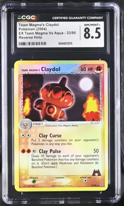 CGC 8.5 Team Magma's Claydol EX Team Magma Vs Aqua 33/95 Reverse Holo Pokemon - Image 1