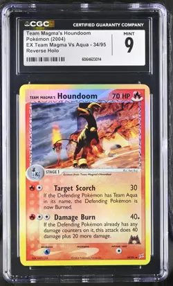 CGC 9 Team Magma's Houndoom EX Team Magma Vs Aqua 34/95 Reverse Holo Pokemon - Image 1